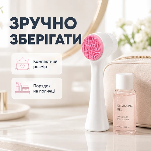 Компактне та охайне зберігання щітки на поличці у ванній