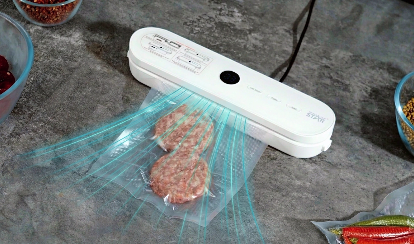 Вакуумный упаковщик ST-6300 запечатывает продукты