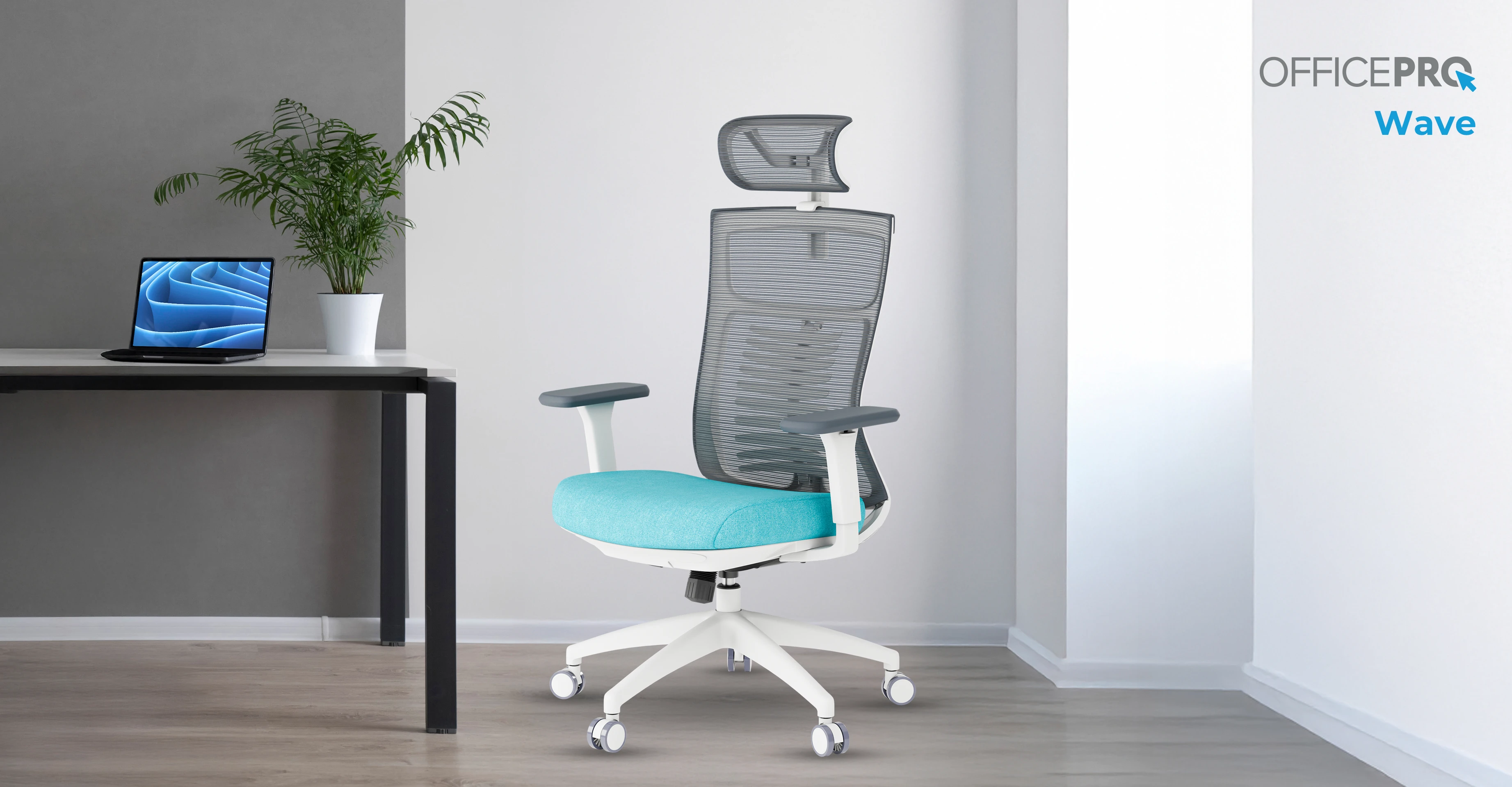Эргономичное кресло OfficePro OC550 в интерьере кабинета
