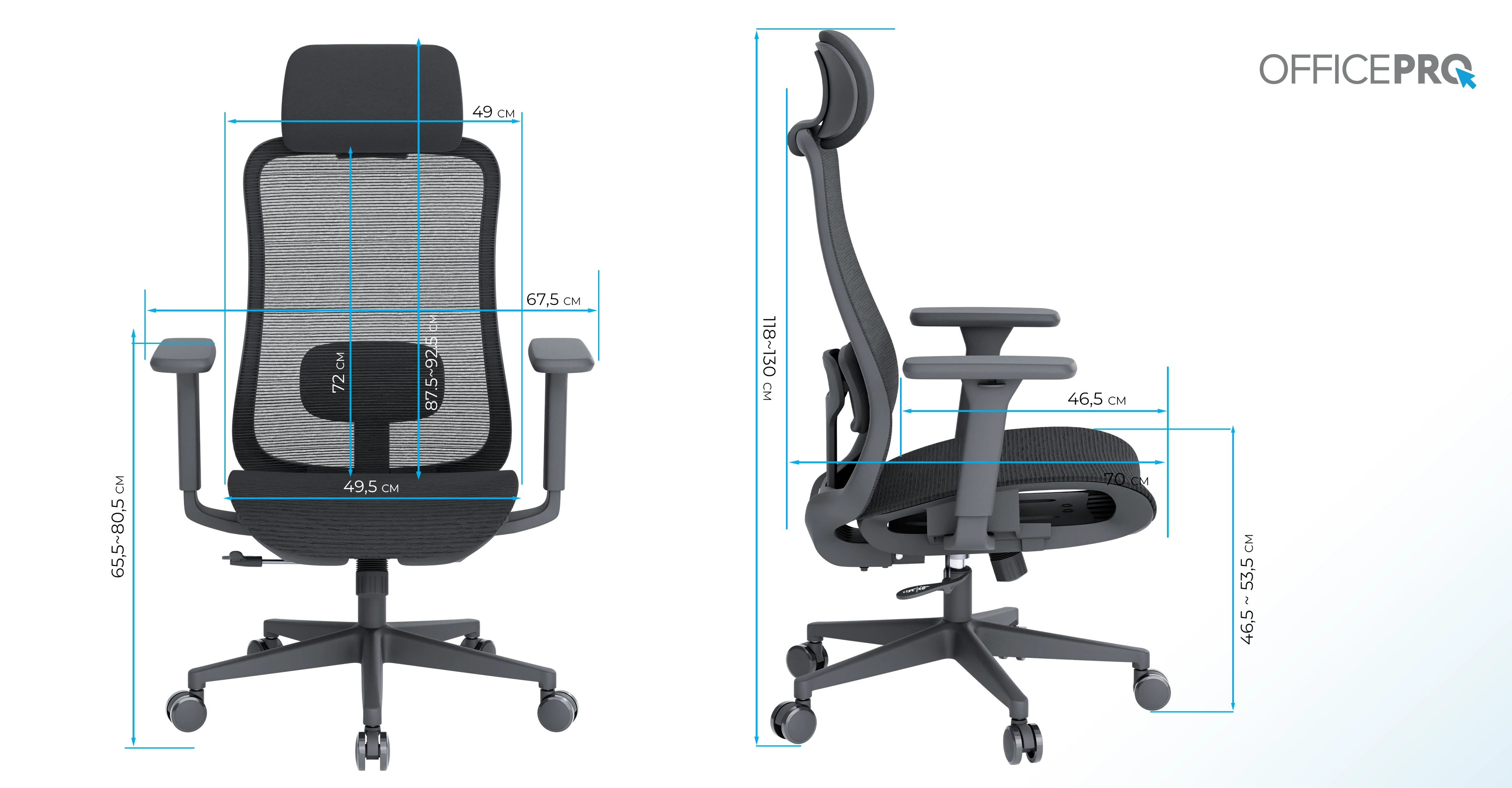 Розміри крісла OfficePro OC670