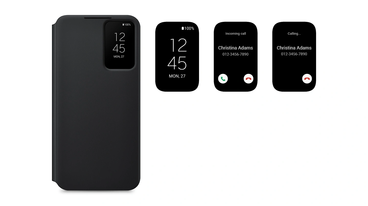 Дисплей Galaxy S22+ с чехлом Smart Clear View Cover крупным планом