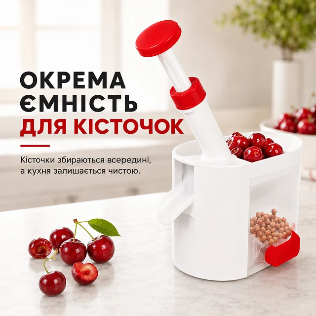 Устройство со специальной отдельной емкостью для сбора выбитых косточек