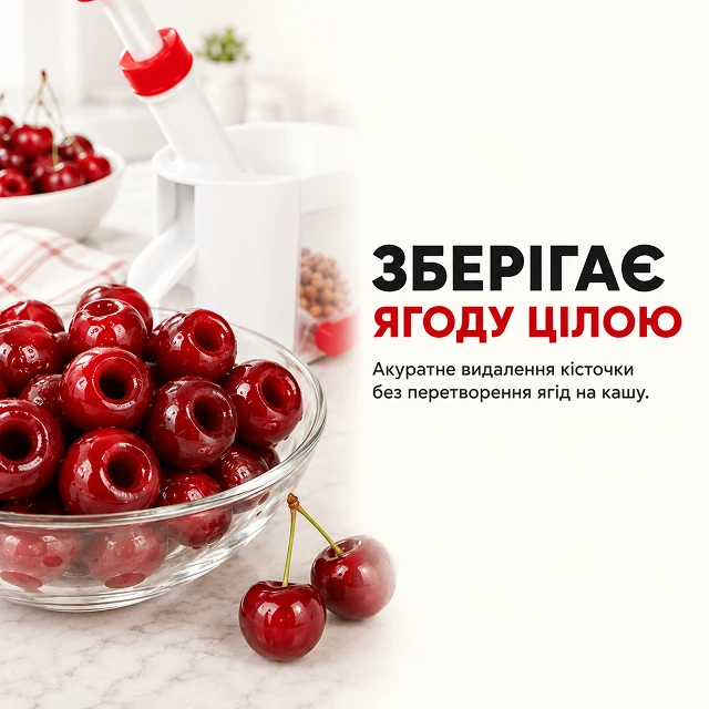 Целые и неповрежденные очищенные ягоды вишни в миске