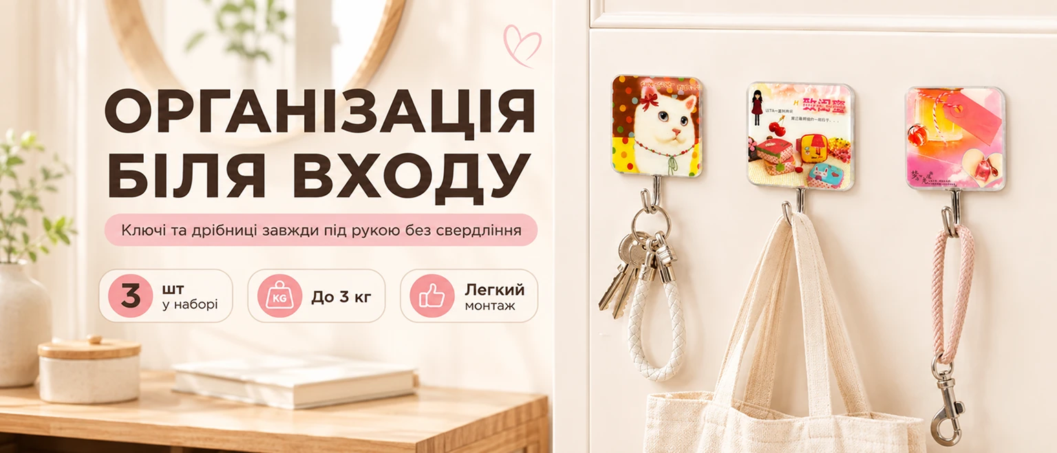 Самоклейні настінні гачки BRS біля входу для зберігання дрібниць