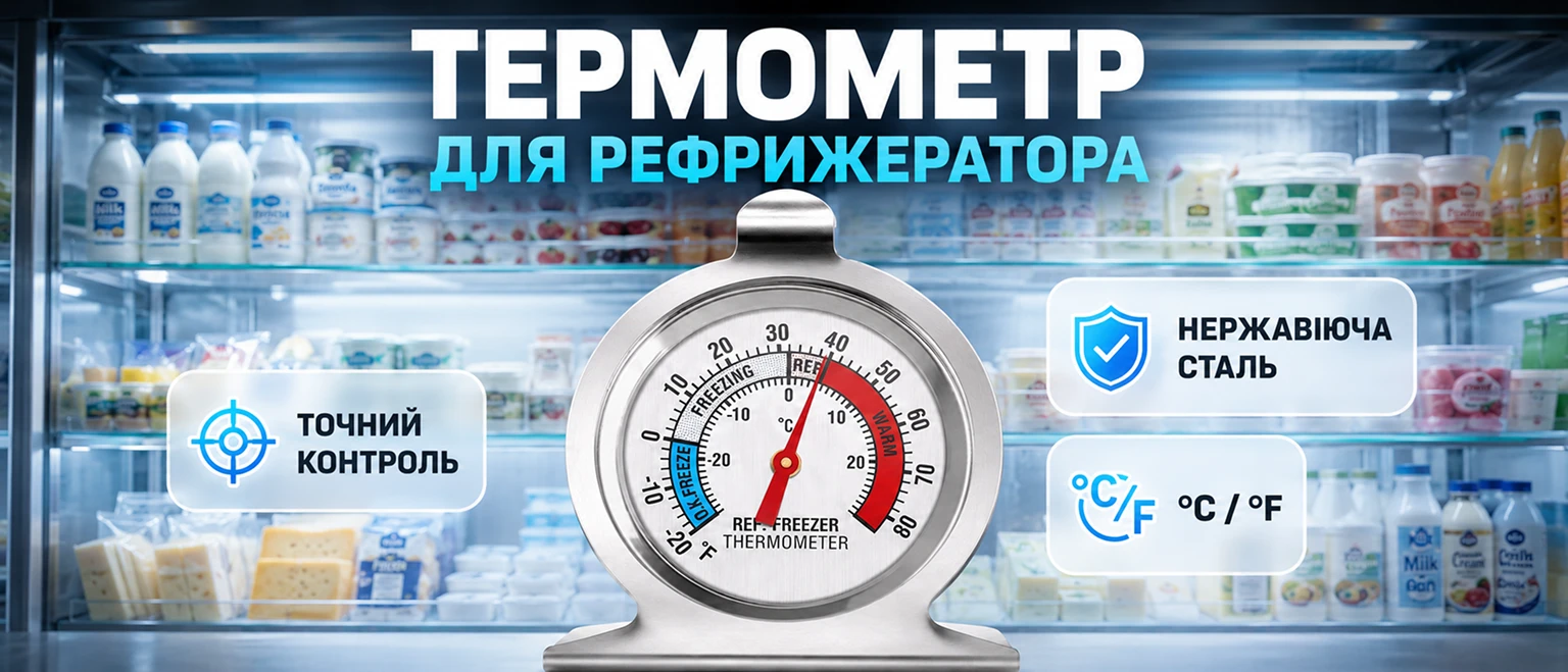 Металевий круглий термометр Ava для рефрижератора та холодильних камер