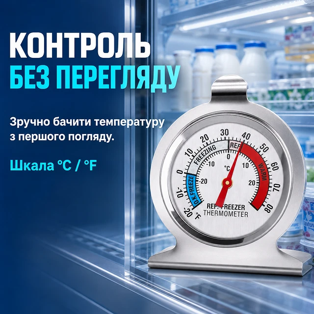 Термометр із чіткою шкалою для швидкого зчитування температури без зайвих налаштувань