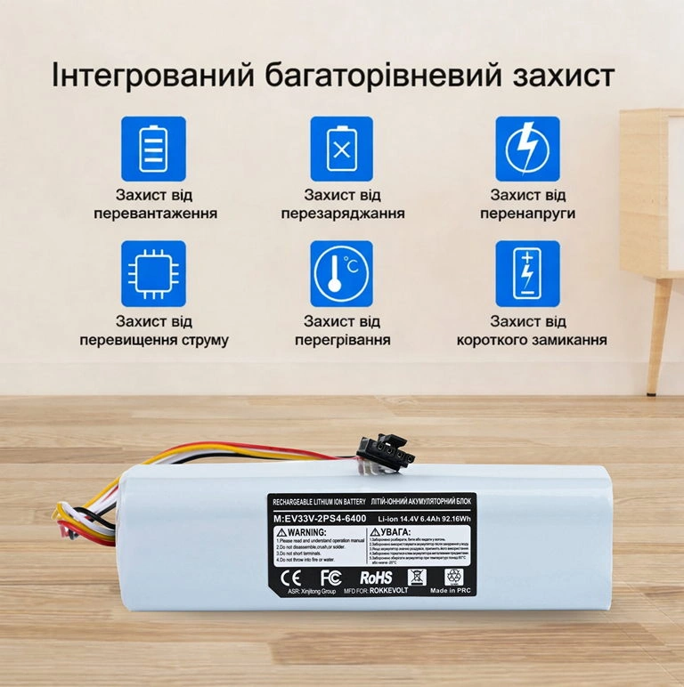 Внутрішня збірка акумулятора RokkeVOLT на 8 оригінальних літій-іонних елементах EVE 33V