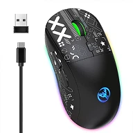 Беспроводная бесшумная игровая мышка HXSJ T90 Черная