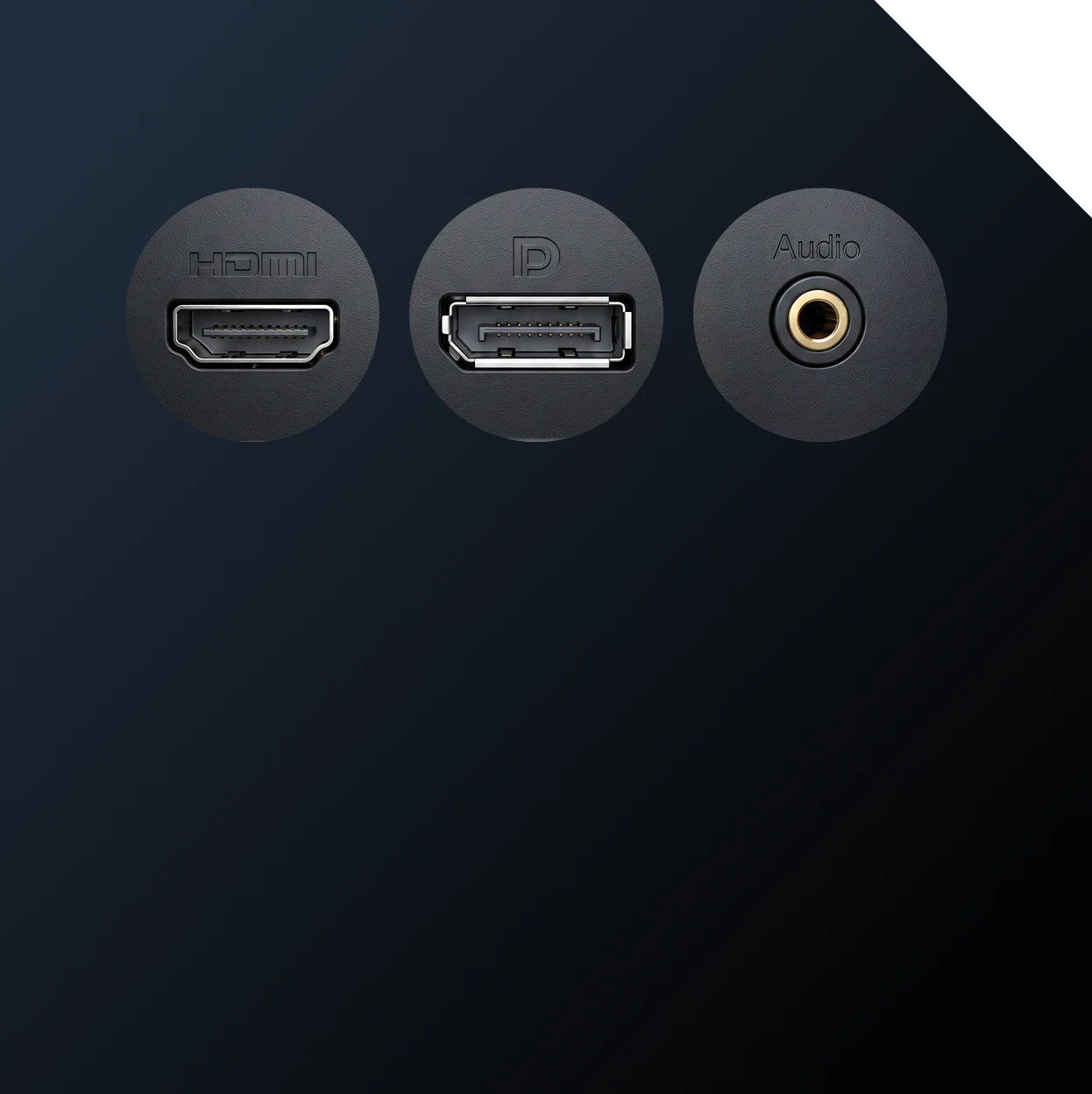 Разъемы подключения HDMI, DisplayPort и аудиовыход на задней панели монитора