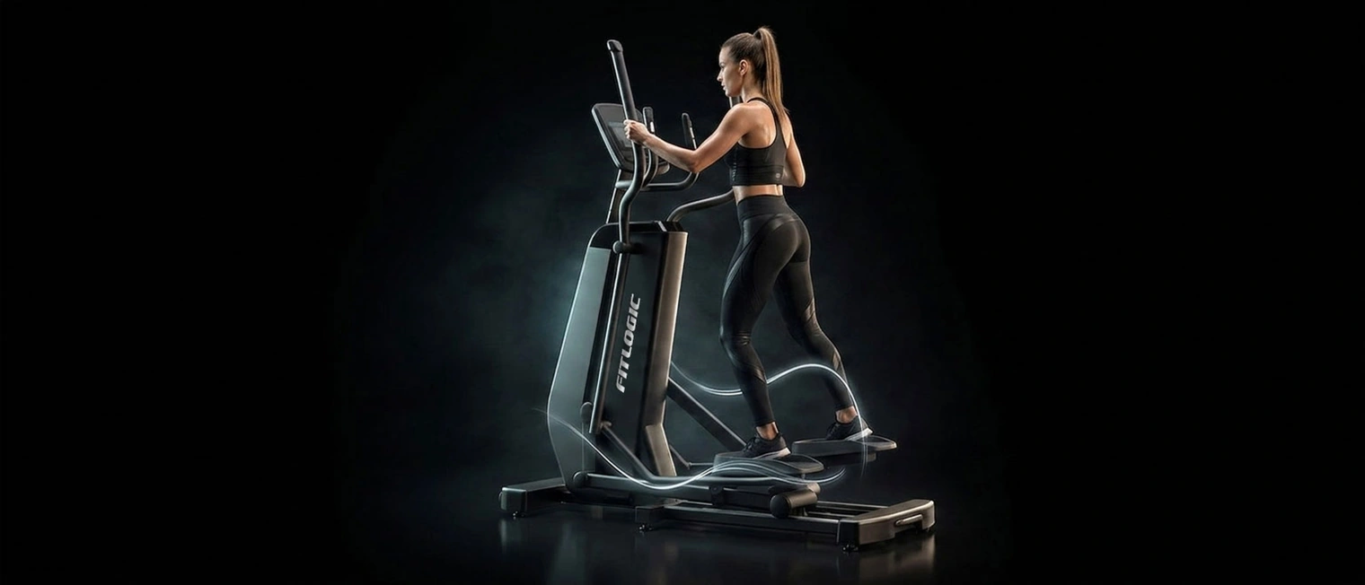 Дівчина тренується на орбітреку FitLogic CT2601T