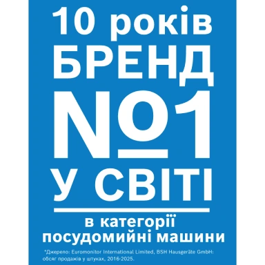 Бренд №1 в мире в категории посудомоечных машин, 10 лет