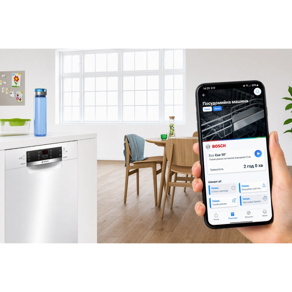 Управление посудомоечной машиной Bosch SMV8YCX02E через приложение Home Connect