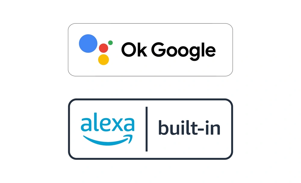 Логотипы голосовых помощников Ok Google и Alexa built-in