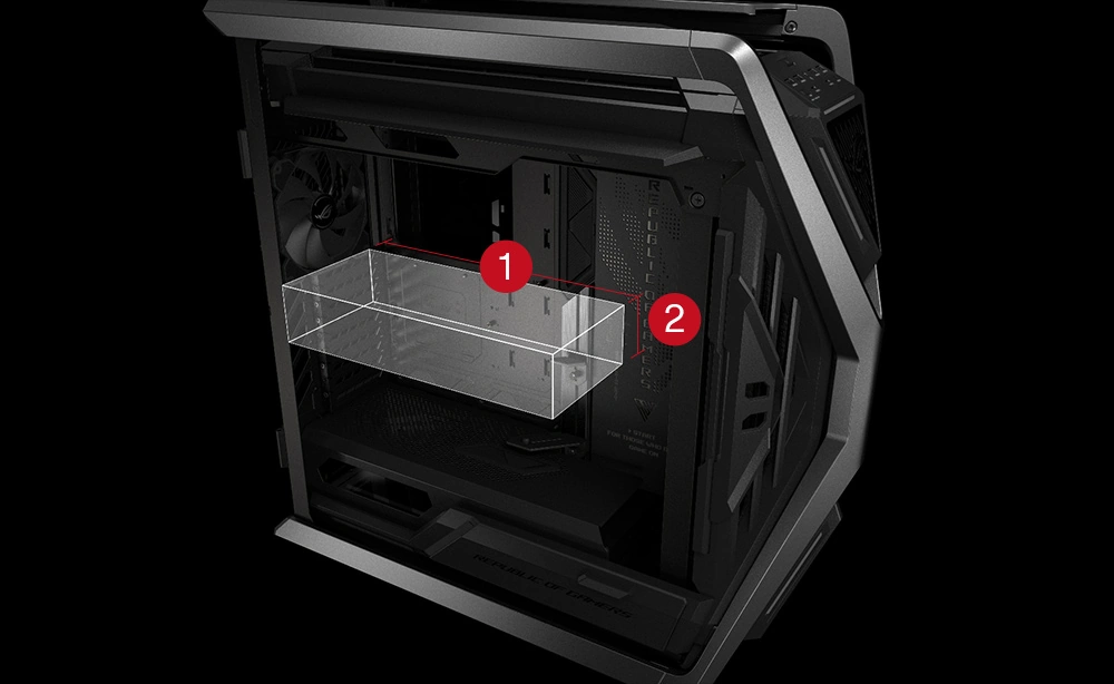 Сборка ROG Hyperion GR701 с большой видеокартой, установленной в корпусе