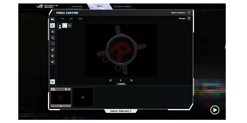 Редактор Pixel Editor для создания собственных изображений на дисплее AniMe Matrix