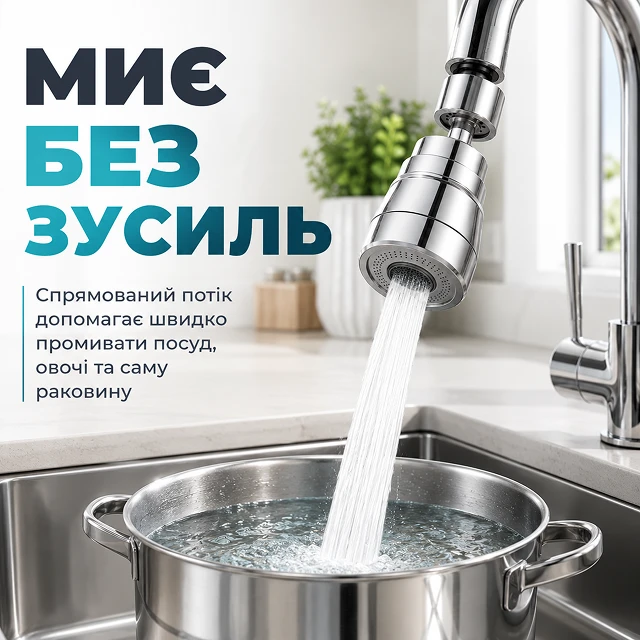 Мытье посуды с помощью направленного потока воды