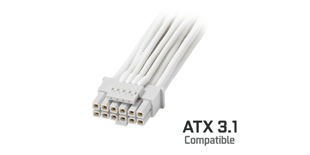 16-контактный кабель PCIe 12V-2x6 блока питания ROG Strix 1000W Platinum White Edition, совместимого с ATX 3.1