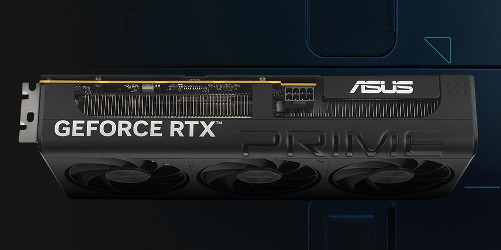 ASUS Prime GeForce RTX 5060 — вид системы охлаждения с тремя вентиляторами