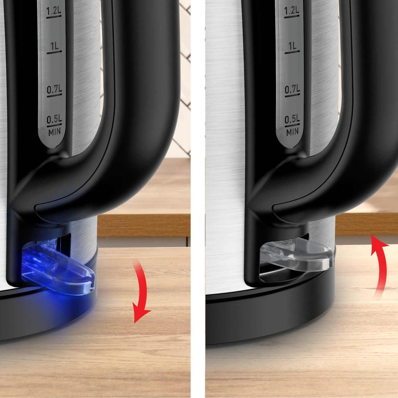 Индикатор работы и автоматическое отключение на подставке чайника Tefal KI1R0DE0