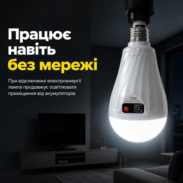 Автономная работа лампы от трех съемных аккумуляторов