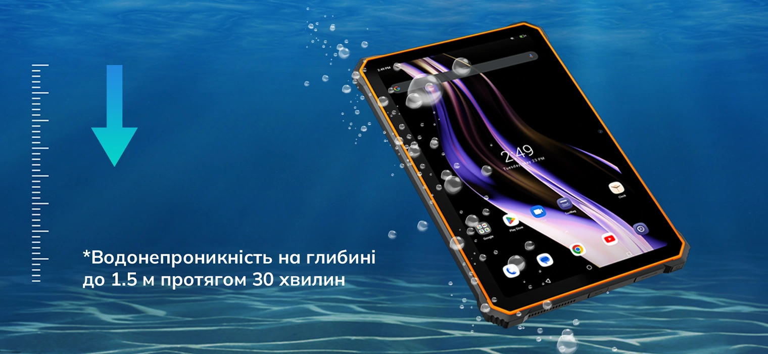 Планшет Blackview Active 5 под водой — защита IP68 и IP69K