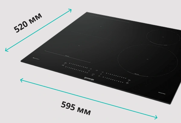 Габариты варочной поверхности Gorenje GI6432BSCWF: 595 мм и 520 мм