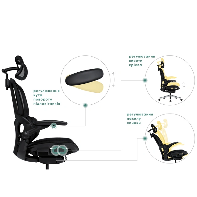 Кнопки регулировки высоты и угла наклона кресла Mealux S202 Air Black