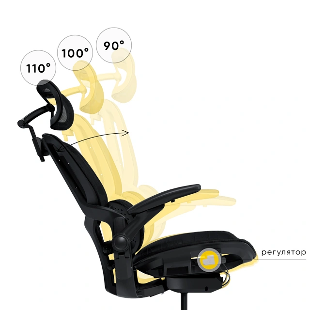 Регулятор трёхпозиционной фиксации угла наклона спинки кресла Mealux S202 Air Black