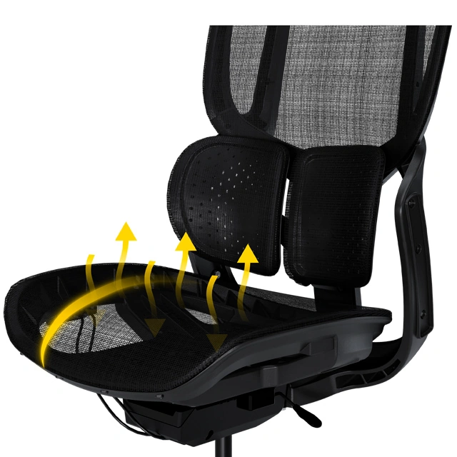 Сиденье Waterfall из эластичной нейлоновой сетки кресла Mealux S202 Air Black