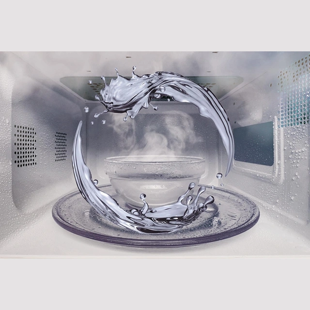 Пар очищает внутреннюю камеру микроволновой печи Gorenje — функция AquaClean