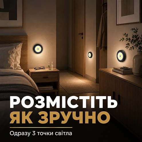 Размещение комплекта из трех светильников в комнате