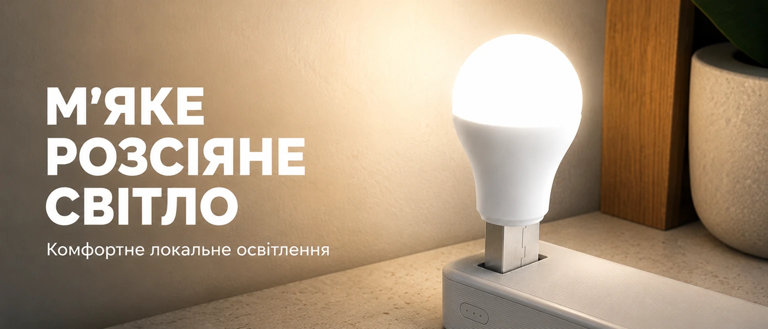 Мягкий рассеянный свет от компактного ночника USB LED BRS 5W
