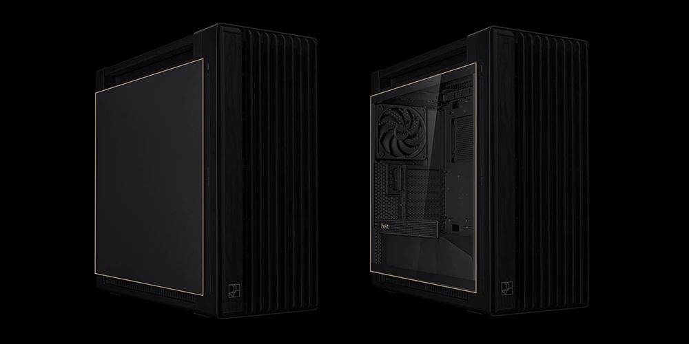 Два варіанти корпусу ProArt PA602 Wood Edition — з металевою та зі скляною бічною панеллю