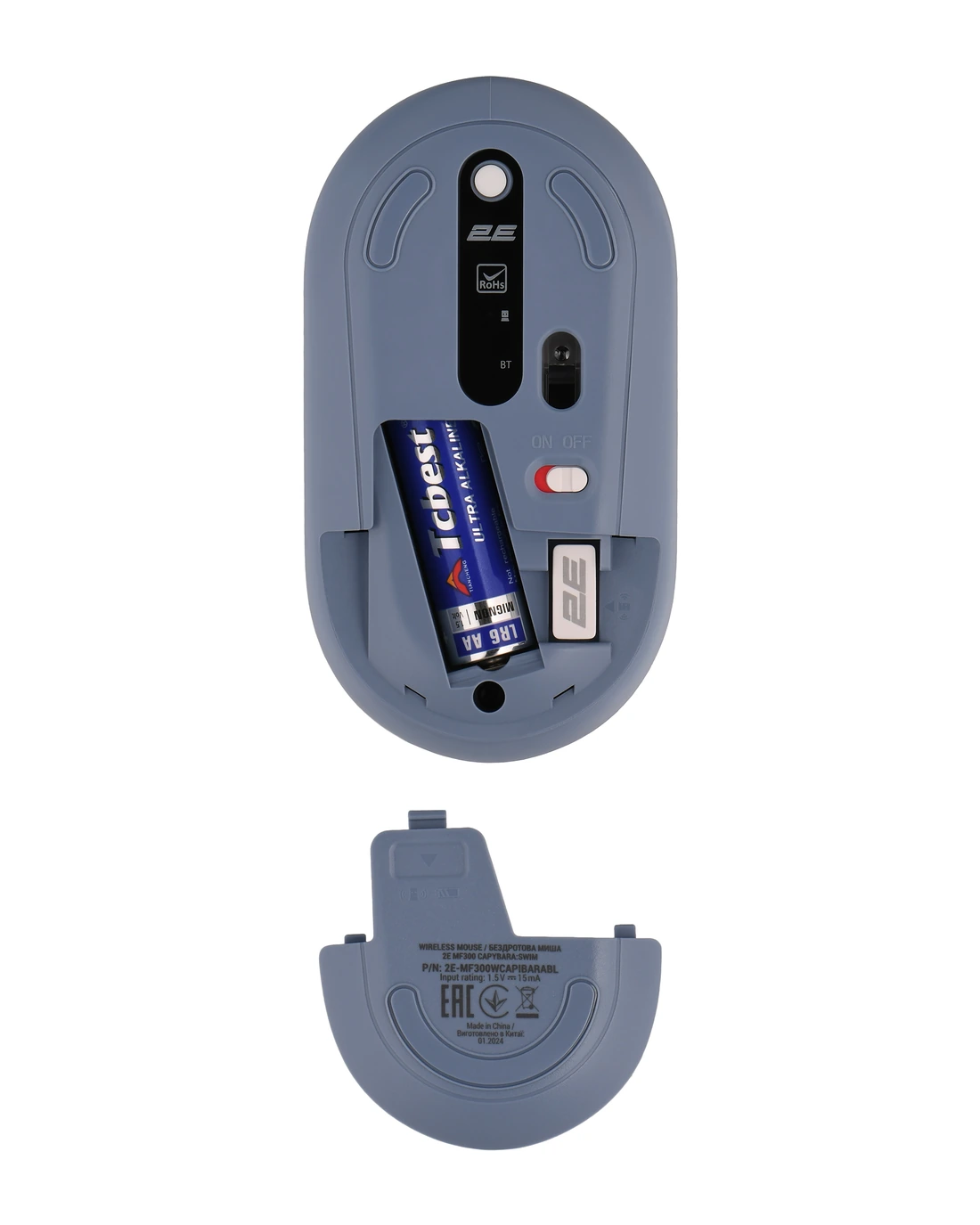 Відсік миші 2E MF300 CAPYBARA:SWIM з батарейкою та 2.4G-адаптером