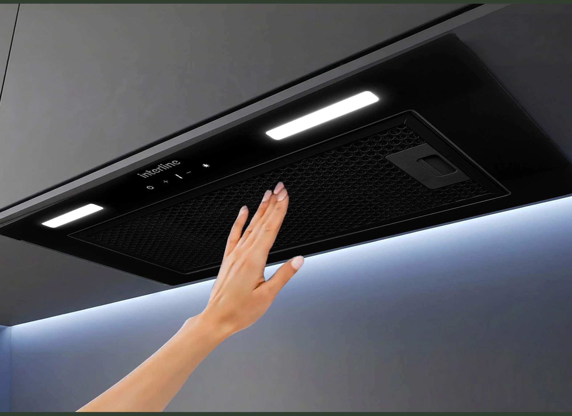 Управление вытяжкой Interline SKYLINE Sense взмахом руки без прикосновений