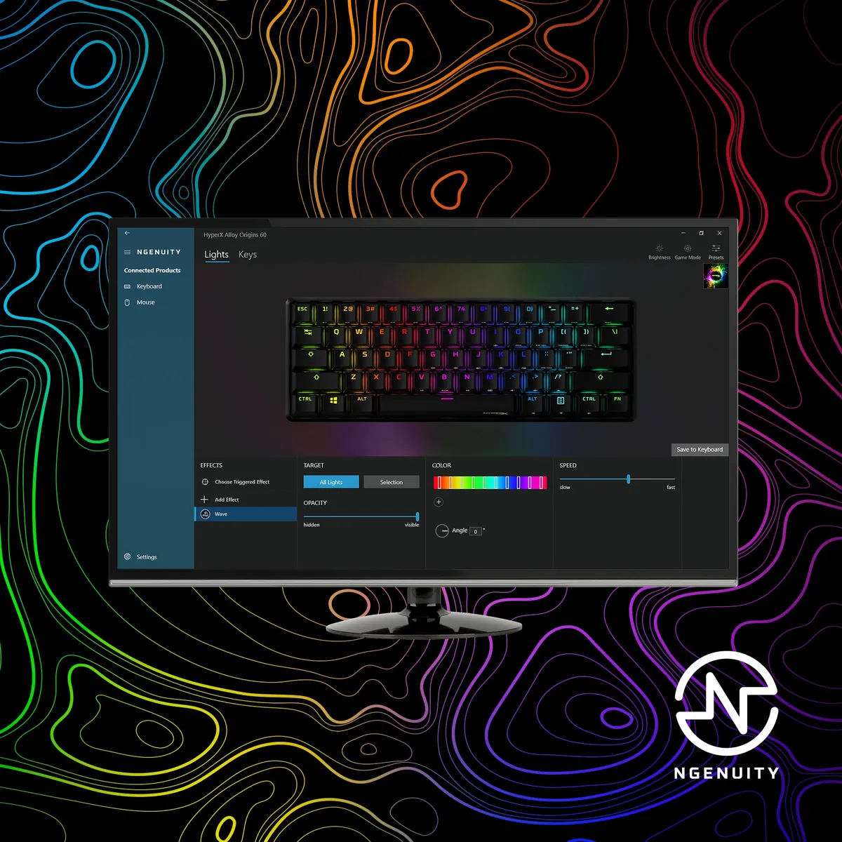 Налаштування підсвічування HyperX Alloy Origins 60 у програмі HyperX NGENUITY