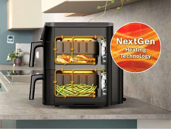 Схема нагрева Bosch NextGen в двух корзинах мультипечи