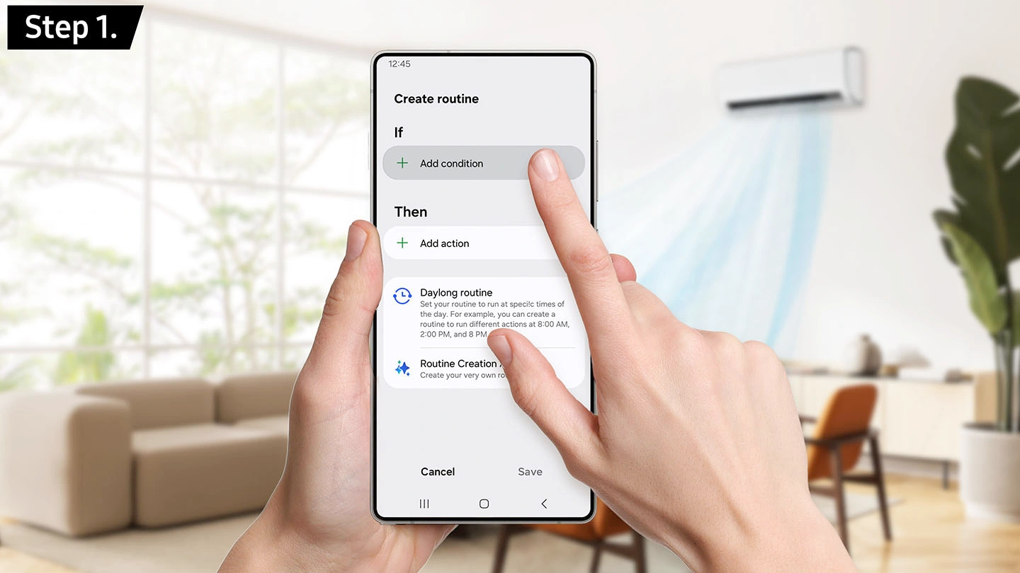 Налаштування сценарію кондиціонера в застосунку SmartThings, крок 1
