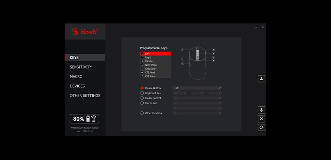 Інтерфейс програми Wireless M-Esport Editor