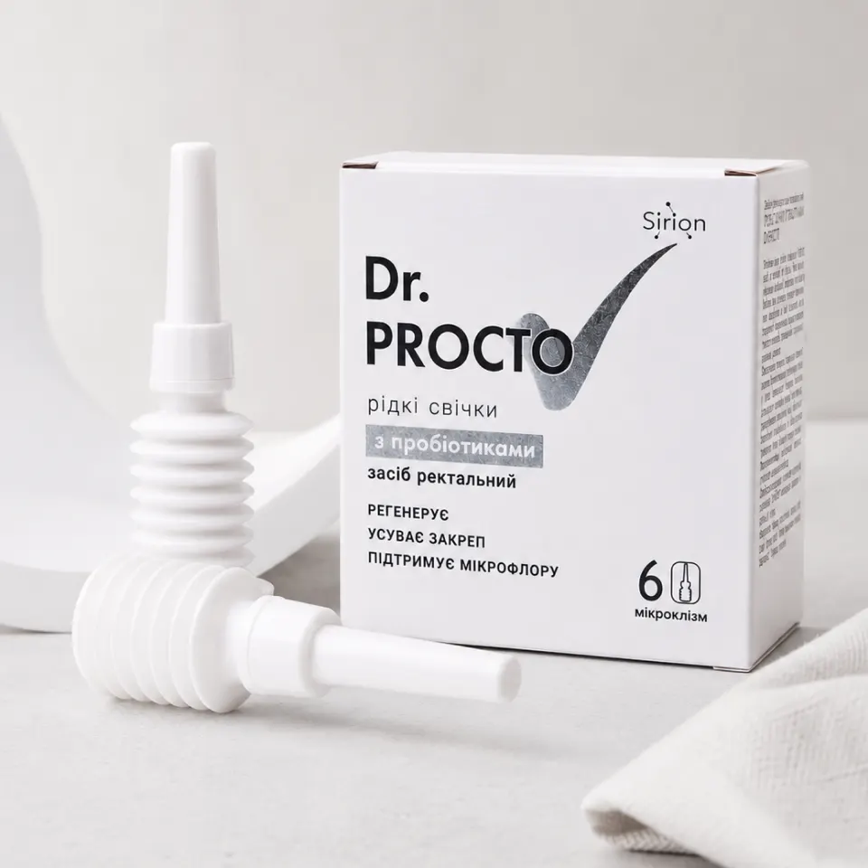Упаковка жидких ректальных свечей Dr. Procto и удобная микроклизма с аппликатором