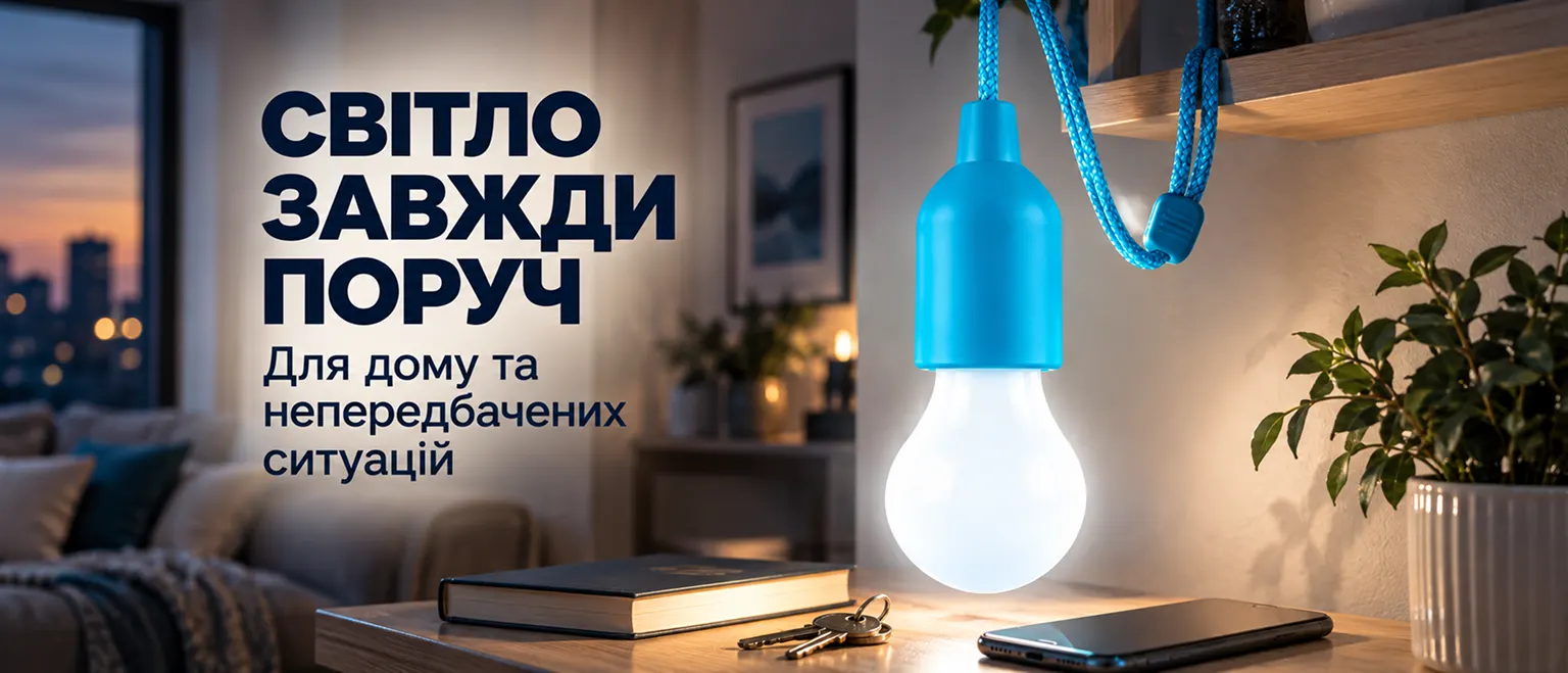 Підвісна синя лампа-нічник на шнурку BRS Blue MIX