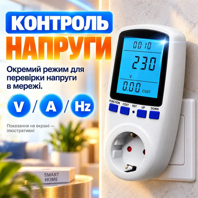 Контроль фактического напряжения, силы тока и частоты в электросети