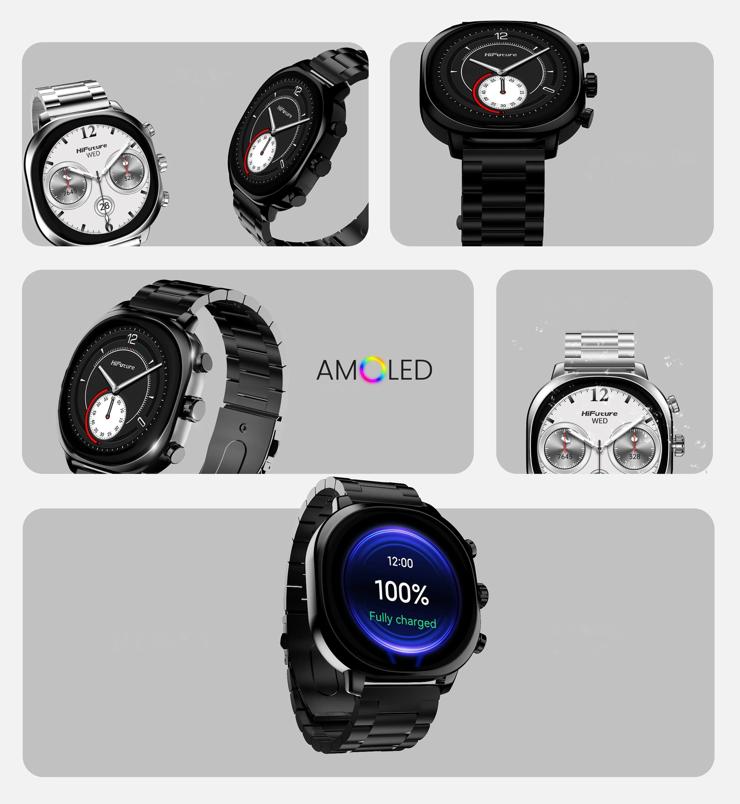 Смарт-часы HiFuture AIX: металлический браслет, AMOLED-дисплей, водозащита и автономность