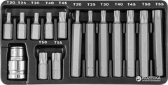 Комплект бит Jonnesway Torx 30 и 75 мм, Т20-Т55, 15