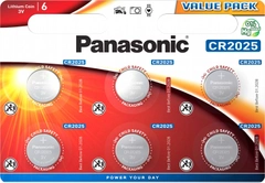 Батарейки Panasonic литиевые CR2025 блистер, 6 шт (CR-2025EL/6B)