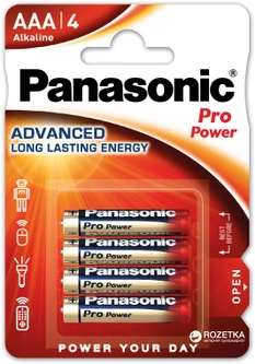 Батарейки Panasonic Pro Power AAA щелочные блистер, 4 шт (LR03XEG/4BP)