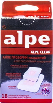 Пластырь Alpe прозрачный квадратный 38х38 мм №9 22х22 мм