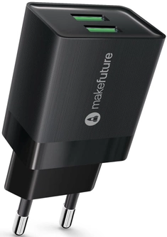 Сетевое зарядное устройство Makefuture 2.4 A 2 USB Auto-ID Black (MCW-22BK)