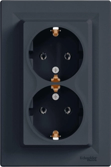 Розетка двойная Schneider Electric Asfora с заземляющим контактом Антрацит (EPH9900171)