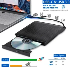 Внешний привод DVD-RW CD-RW Type-C дисковод USB 3.0 оптический